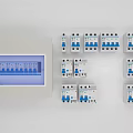 Industrial Electrical Equipment Control Panel With Multiple Circuit Breakers And Digital
