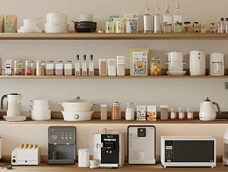 Kitchen Supplies Kitchen Appliances Coffee Machine Water Dispenser Microwave Oven Electric Pot Rice Bread Machine Wall Breaking Machine Kettle Cooking Bottle Chopsticks Box Pot Bowl 3d model