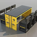 Container Style Yellow Black Dining Table Set With BLACKBAT Chairs And Wooden Top