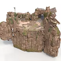 Scenic Rocky Cliff Formation With Lush Vegetation Cave And Elevated Platform