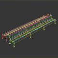 Teal Woven Outdoor Bench With Silver Metal Frame And Decorative Patterns
