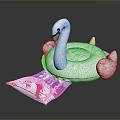 Kids Swan Inflatable Float With Colorful Floral Pattern Bag For Summer Play