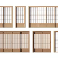 Wooden Sliding Doors With Various Grid Panel Designs For Home Interior Decor 3d model