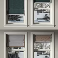 Different Colored Window Blinds For Home Windows With Garden And Plant Views