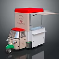 Chefino Taste Food Cart With Red Roof Beige Body And Green Wheels