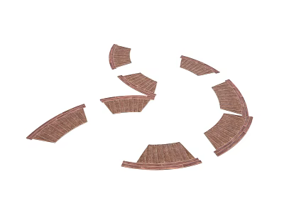 Architectural Brown Curved Roof Tiles For Building Construction And Design 3d model