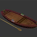 Traditional Handcrafted Wooden Boat With Open Deck And Paddle For Recreational Water Activities