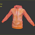 Orange White Gradient Hoodie With Orange Drawstrings Cuffs Loose Fit Front Pocket Reflective Effect