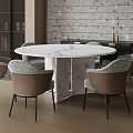 Modern Dining Table Chair Round Dining Table Marble Dining Table Six-person Table 3d model
