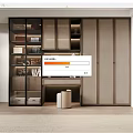Modern Cloakroom Interior Design With Glass Door Cabinets Storage Shelves And Mirror
