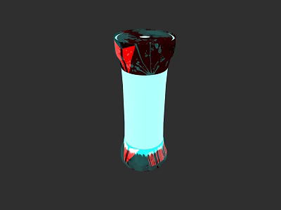 Colorful Cylindrical Electronic Device With Red and Black Patterned Top Bottom And Light Blue Middle 3d model
