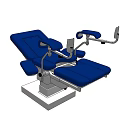 Professional Blue Medical Examination Table With Adjustable Armrests Ergonomic Design And White Base