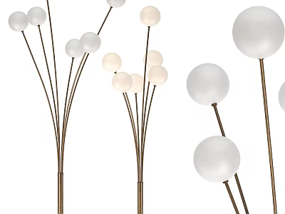 Elegant Modern Floor Lamp With White Spherical Shades And Metal Stands Design 3d model