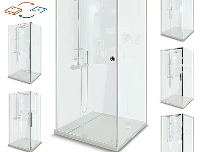 Transparent Glass Shower Sauna Enclosure With Modern Sleek Structure And Different Angles Design 3d model