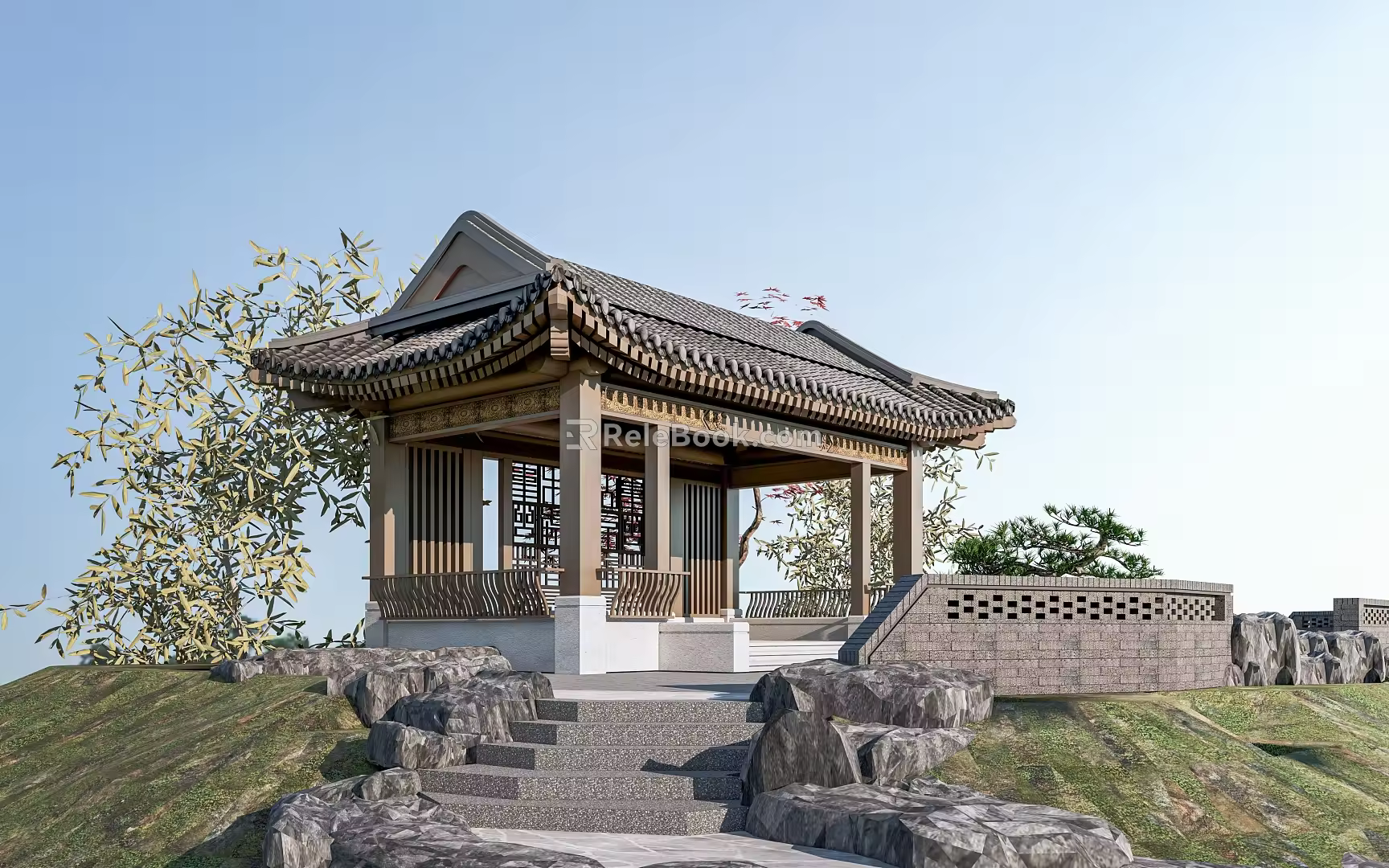 New Chinese pavilion rest pavilion ancient pavilion four-corner pavilion 3d model