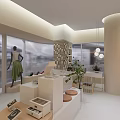 Modern Clothing Store Interior Design With Mannequin Display Tables And Plants