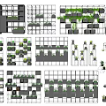Various Grid Style Vertical Garden Displays With Green Plant Arrangements And Wall Planters