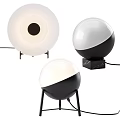 Modern Stylish Table Lamps With Spherical Design Black White Base And Lampshade 3d model