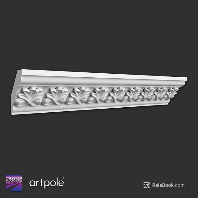 White Decorative Architectural Component With Intricate Leaf Carvings For Building Decoration 3d model 