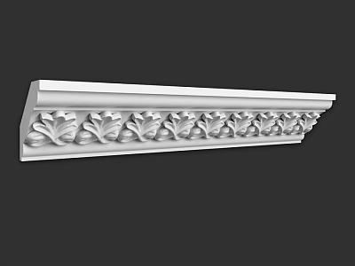 White Decorative Architectural Component With Intricate Leaf Carvings For Building Decoration 3d model