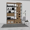 Modern Bookshelf Interior Design With Multiple Shelves Books Decorative Items Accent Chair And Floor Lamp