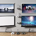 Modern projector screen combination 3d model