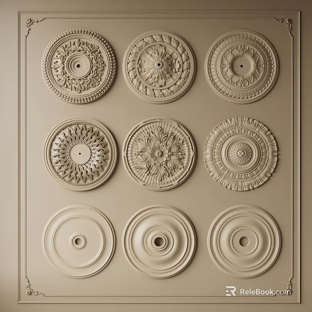 Decorative Ceiling Medallions In Various Designs 3d model
