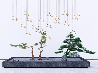 New Chinese style landscape sketch pine garden landscape model