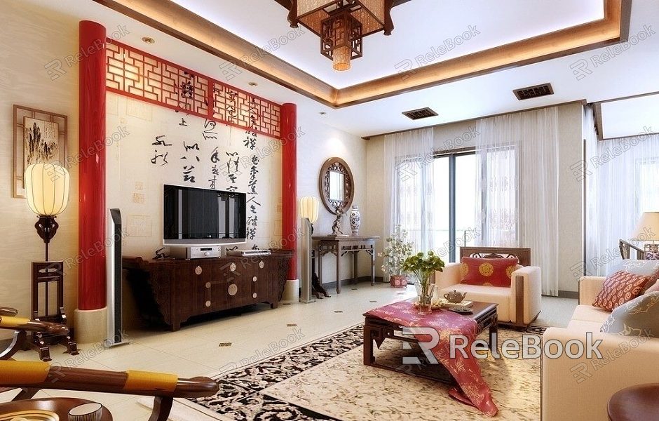 Chinese-style reception room model