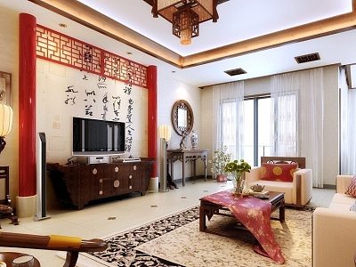 Chinese-style reception room model