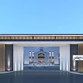 Modern Entrance Gate Design With Wooden Panels White Frame And Courtyard View