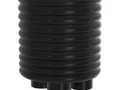 Elegant Black Ribbed Round Side Table With Durable Supporting Legs And Modern Design 3d model