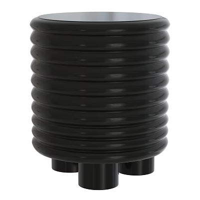 Elegant Black Ribbed Round Side Table With Durable Supporting Legs And Modern Design 3d model