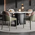 Modern Restaurant Interior With Black Wall Wooden Ceiling Round Dining Table And Snowy View