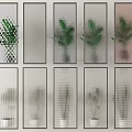 Modern Interior Room Dividers With Glass Panels Textured Patterns And Green Plants