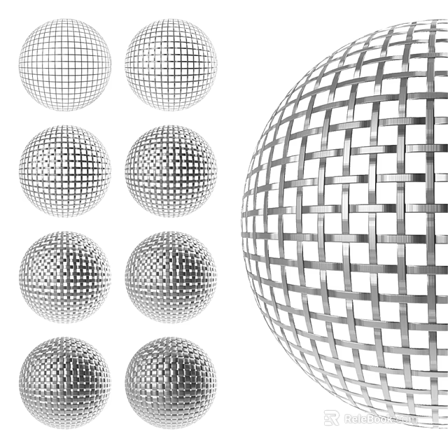 Silver Metal Mesh Sphere Decorative Ornament Set With Various Sizes 3d model 