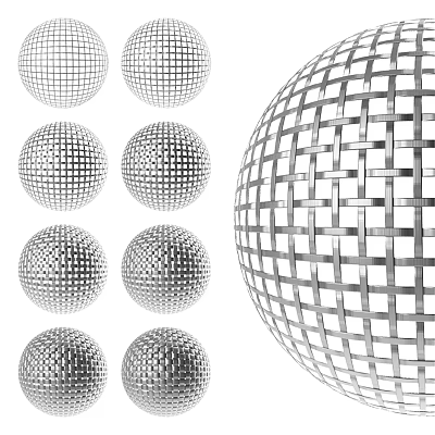 Silver Metal Mesh Sphere Decorative Ornament Set With Various Sizes 3d model