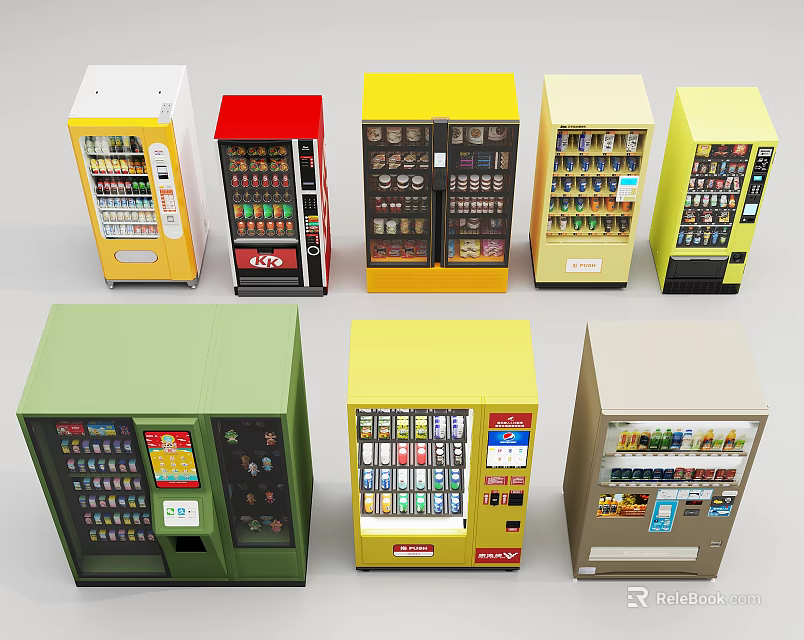 Various Colored Daily Use Vending Machines With Modern Design And Multiple Styles 3d model 