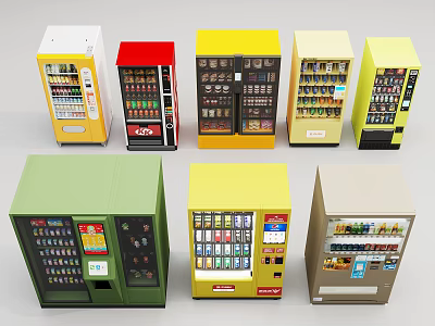 Various Colored Daily Use Vending Machines With Modern Design And Multiple Styles 3d model