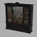 Classic Dark Wooden Bookcase With Multiple Shelves Filled With Books And Bottom Drawers