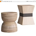 Stylish Wooden Side Tables Round and Square with Natural Wood Grain and Black Band Details