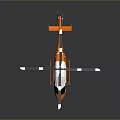 Orange And White Helicopter Exterior With Main Rotor And Landing Gear