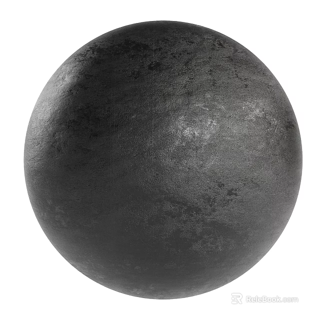 Black Spherical Component With Rough Textured Surface For Construction Applications 3d model 