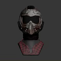 Worn Tactical Weapon Helmet with Goggles Face Mask and Red Black Checkered Base