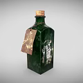 Green Medical Device Bottle With Cork Stopper Paper Label And Text Patterns