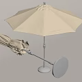 Beige Outdoor Umbrella With Foldable Design Durable Fabric And Black Base For Garden Patio