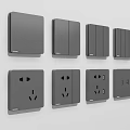 Modern Gray Switch Panels With Various Styles Sockets And Sleek Design 3d model