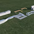 Outdoor Chairs With Various Designs And Shapes Arranged On Green Grass