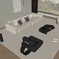 Modern Sofa Coffee Table Combination Cream Combination Sofa 3d model