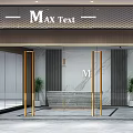 Modern Storefront With Metal Mesh Lighting And Gold Framed Glass Doors